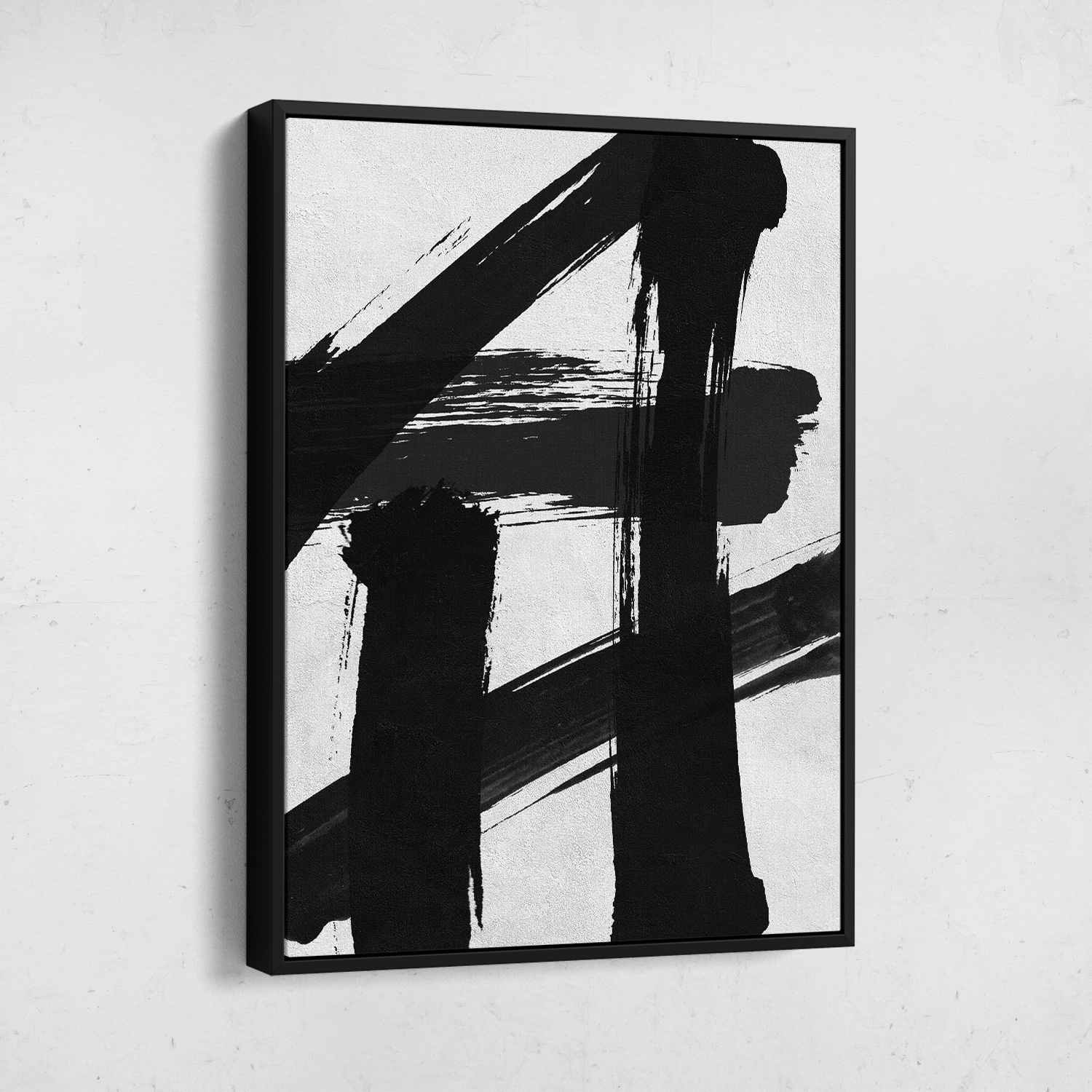 Black & White Paint Brush Strokes #1 Modern Abstract Wall Art