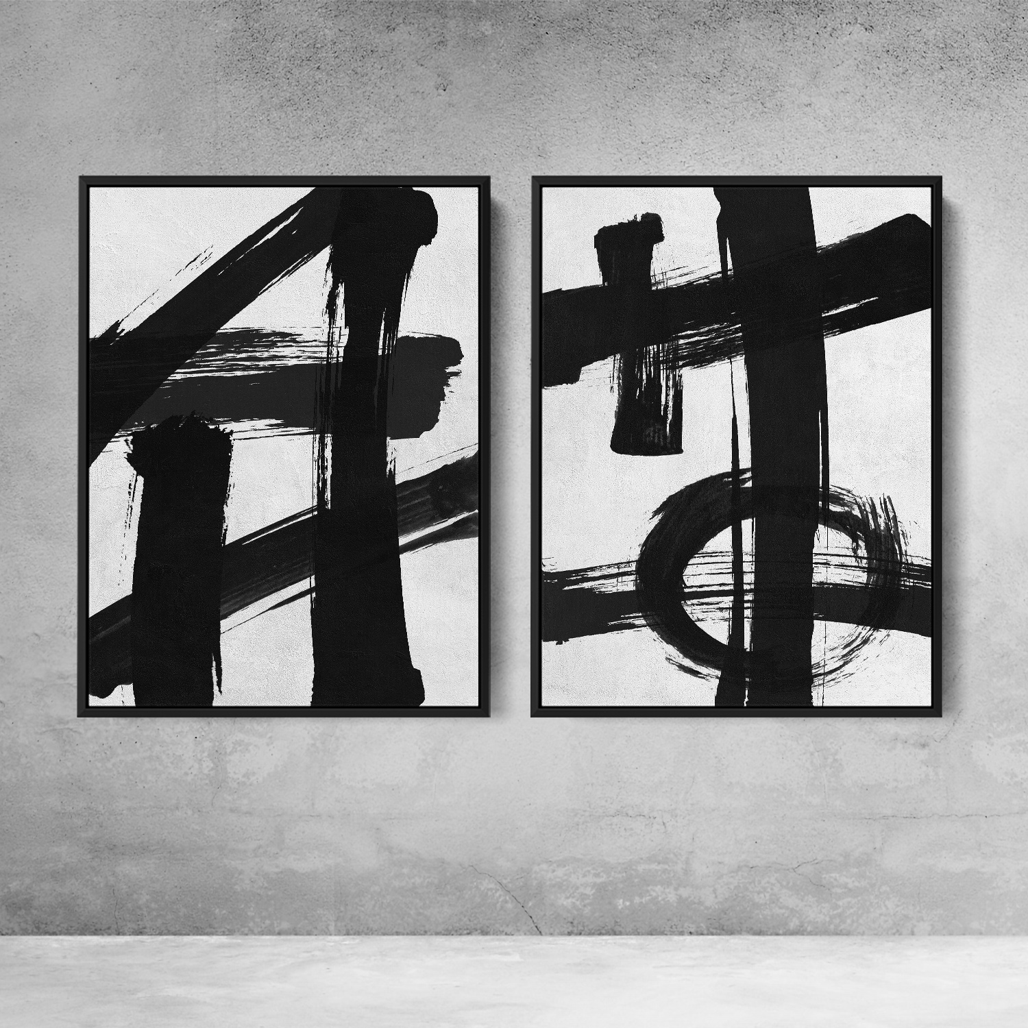 Black & White Brush Strokes Set